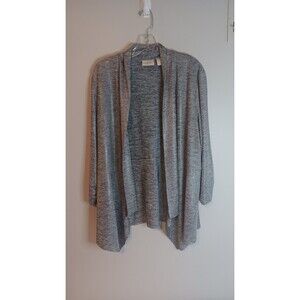Chicos Silver Metallic Cardigan Sweater Sz 3 Womens Large Open Front